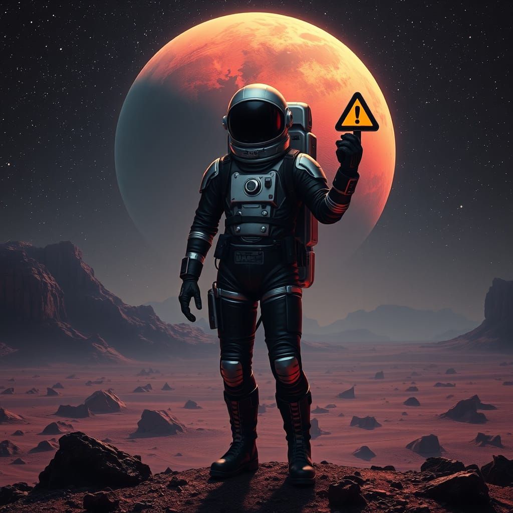 Astronaut's Warning Beacon on Distant Planet