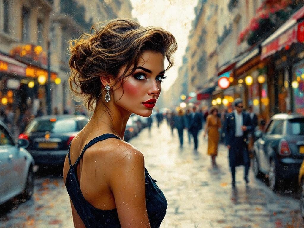 Parisian Woman in Encaustic Impressionist Style