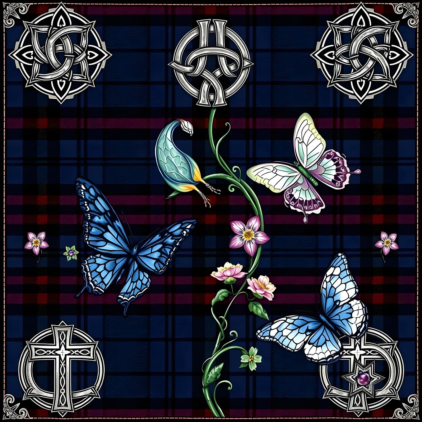 Timeless Celtic Fabric Tile with Intricate Patterns and Symb...