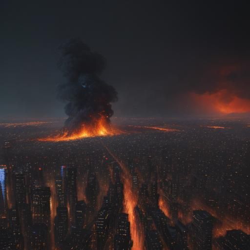 Firefighter Battles Inferno in Burning Skyscraper: Digital P...