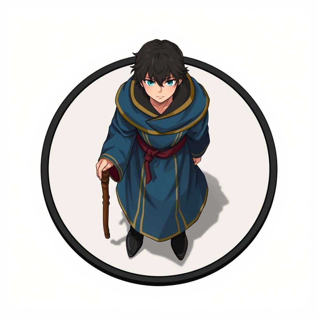 Anime-Inspired Human Wizard Tabletop Token
