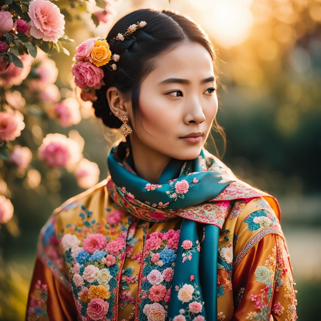 Captivating Portrait of Asian Woman in Traditional Dress