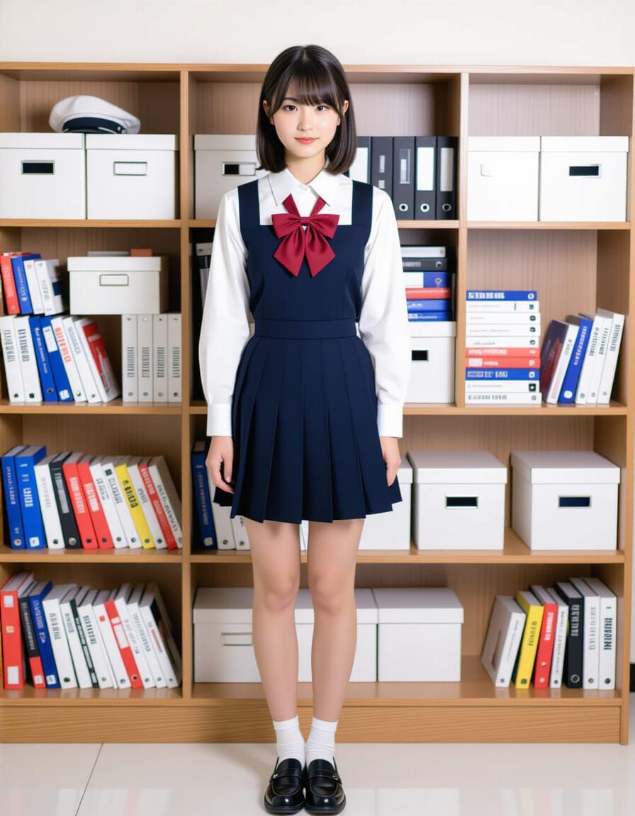 Kaori in Japanese Shrine Courtyard with Cherry Blossoms