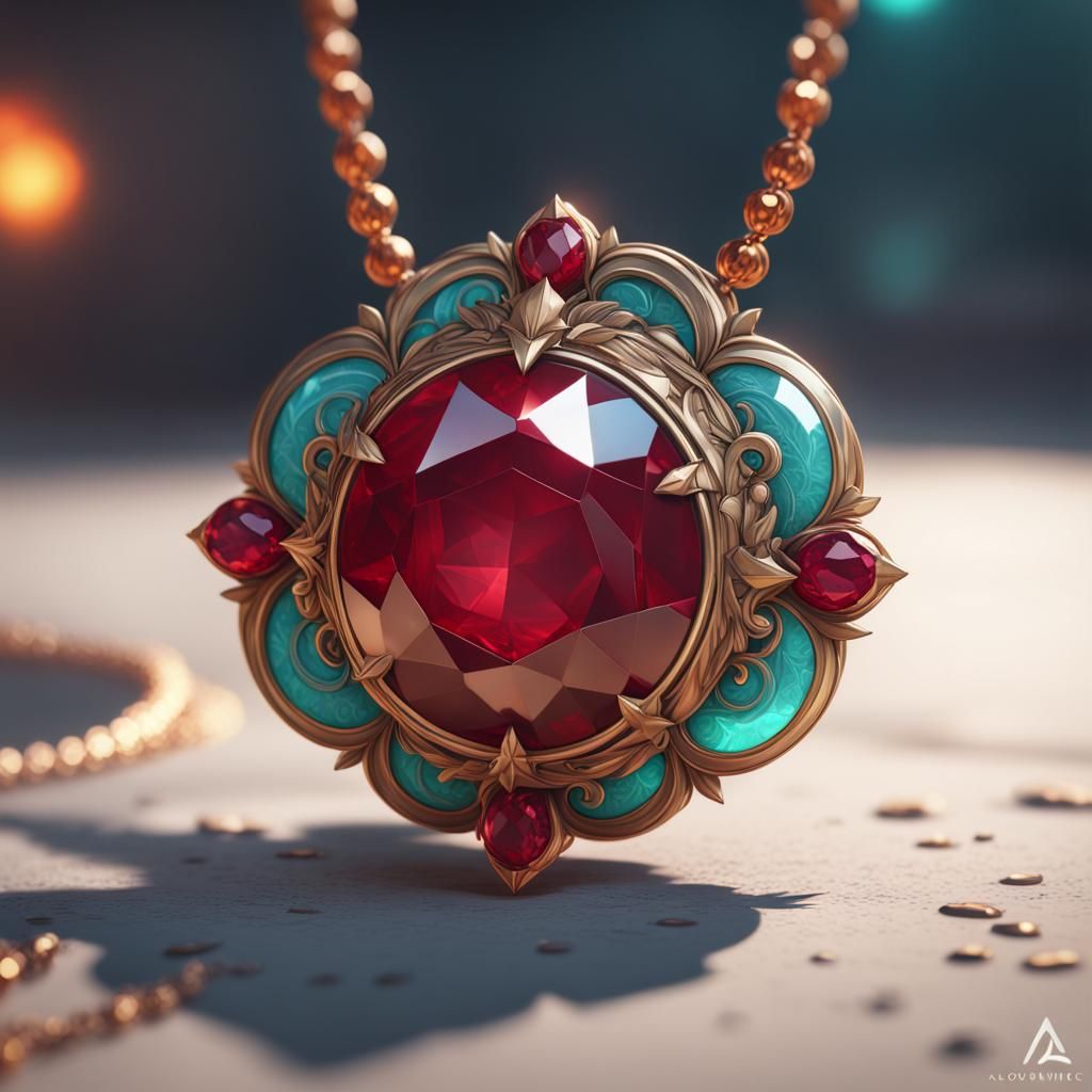 Hyperdetailed Ruby Necklace Concept Art