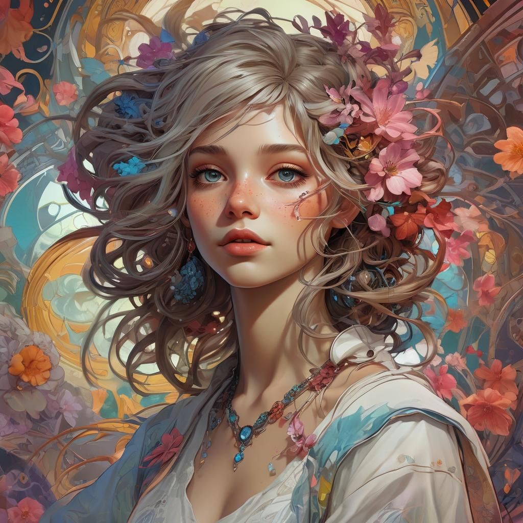 Colorful Hospice Portrait in Hyperdetailed Style