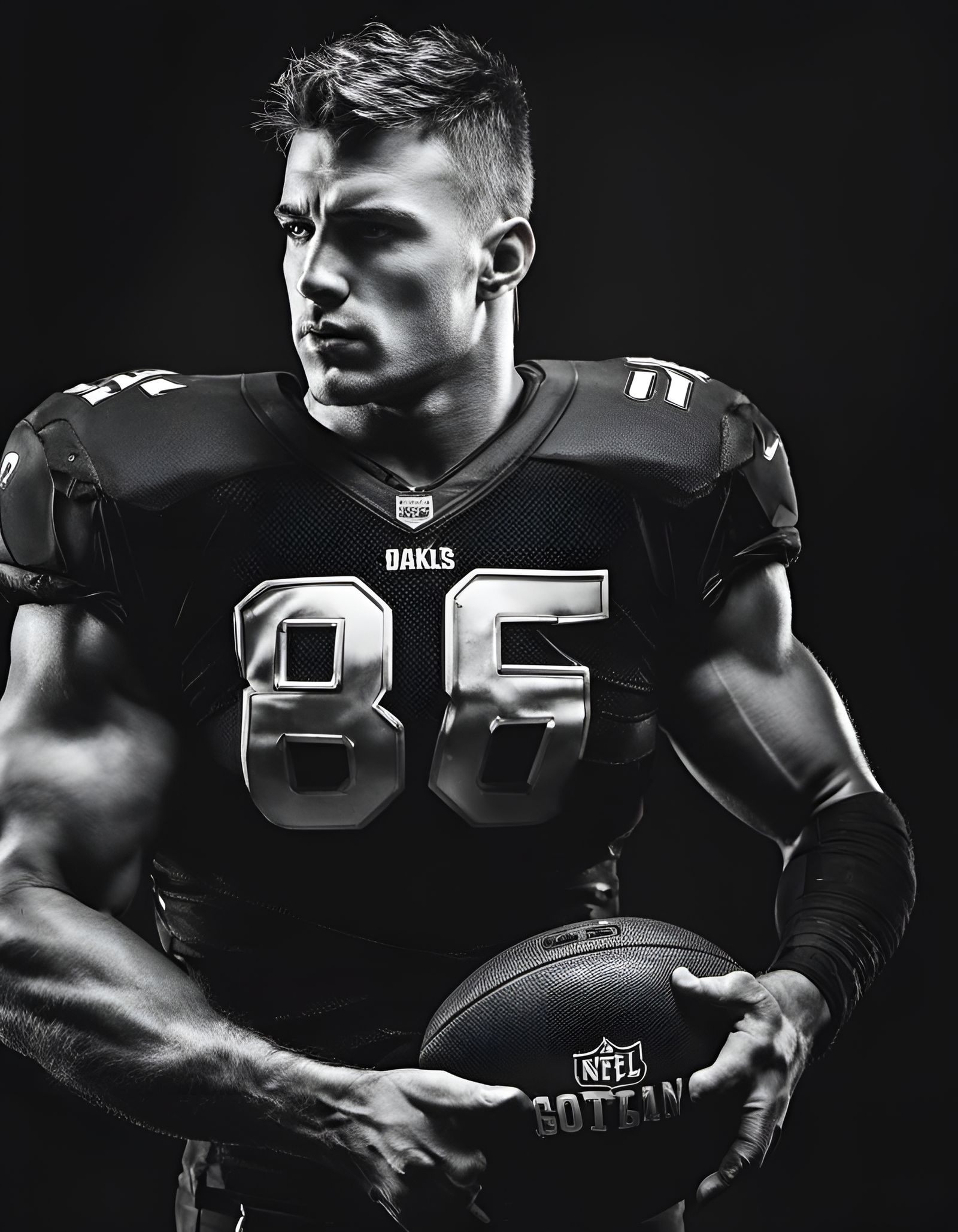 Heroic Portrait of a Handsome NFL Football Player