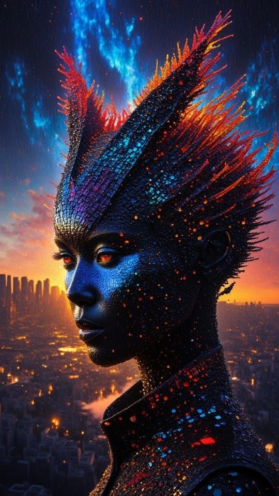 Ferocious Alien Beast with Holographic Nebulae