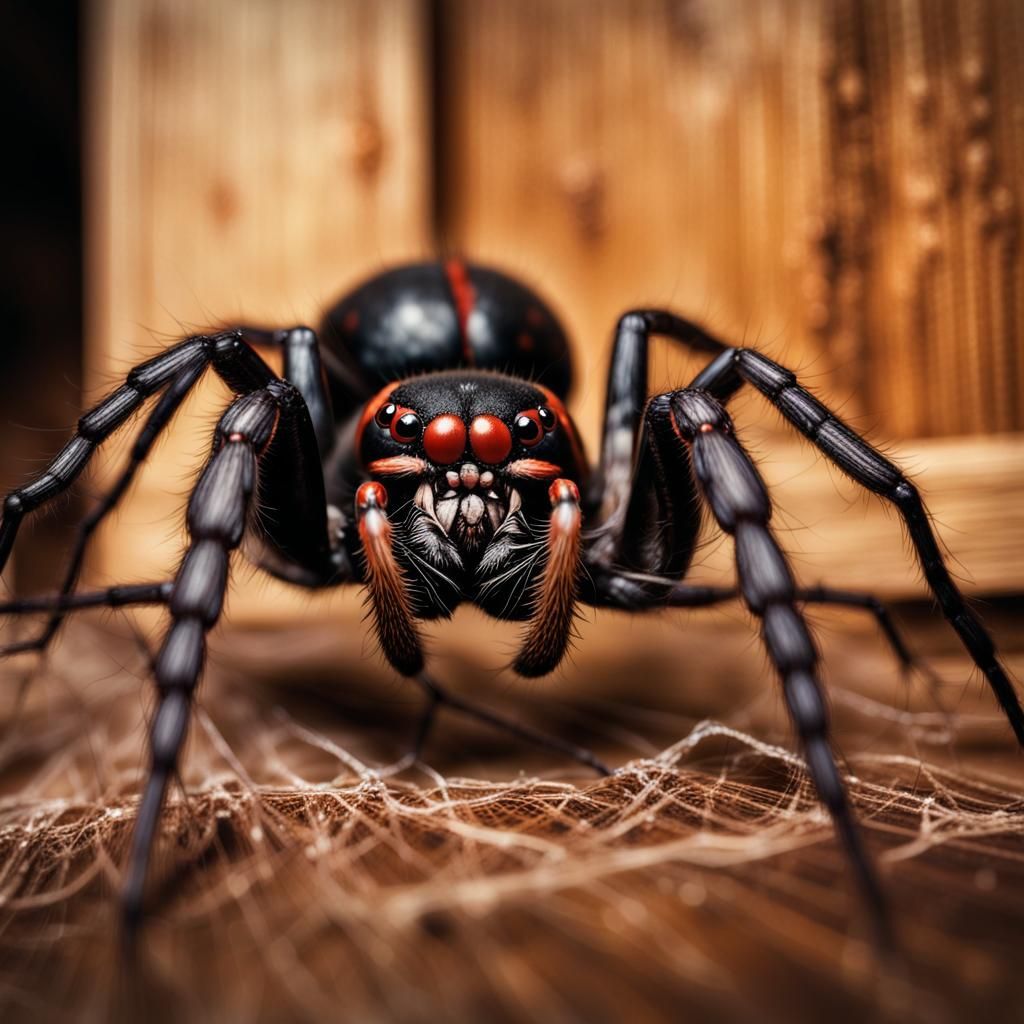 Giant Black Widow Spider in Macro Photography