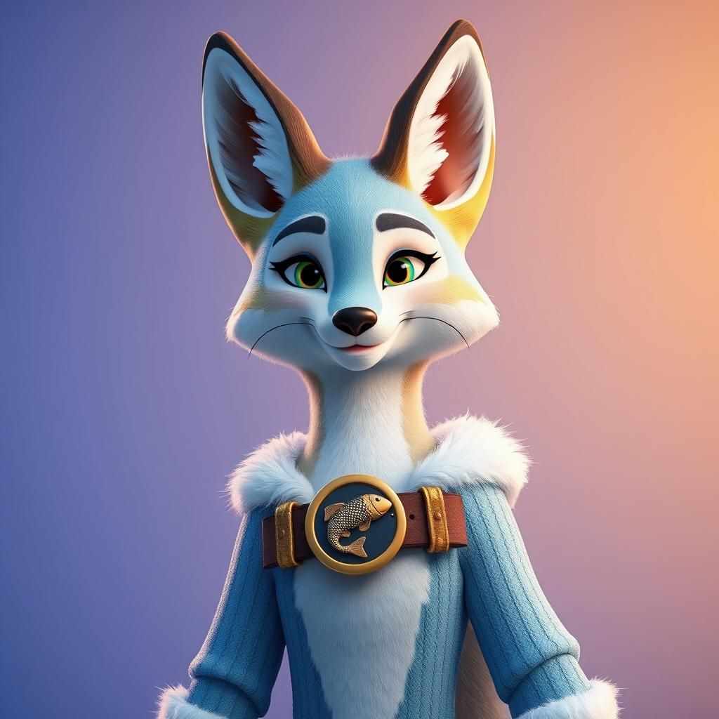 Winter Vixen with Pisces Belt Buckle in 3D