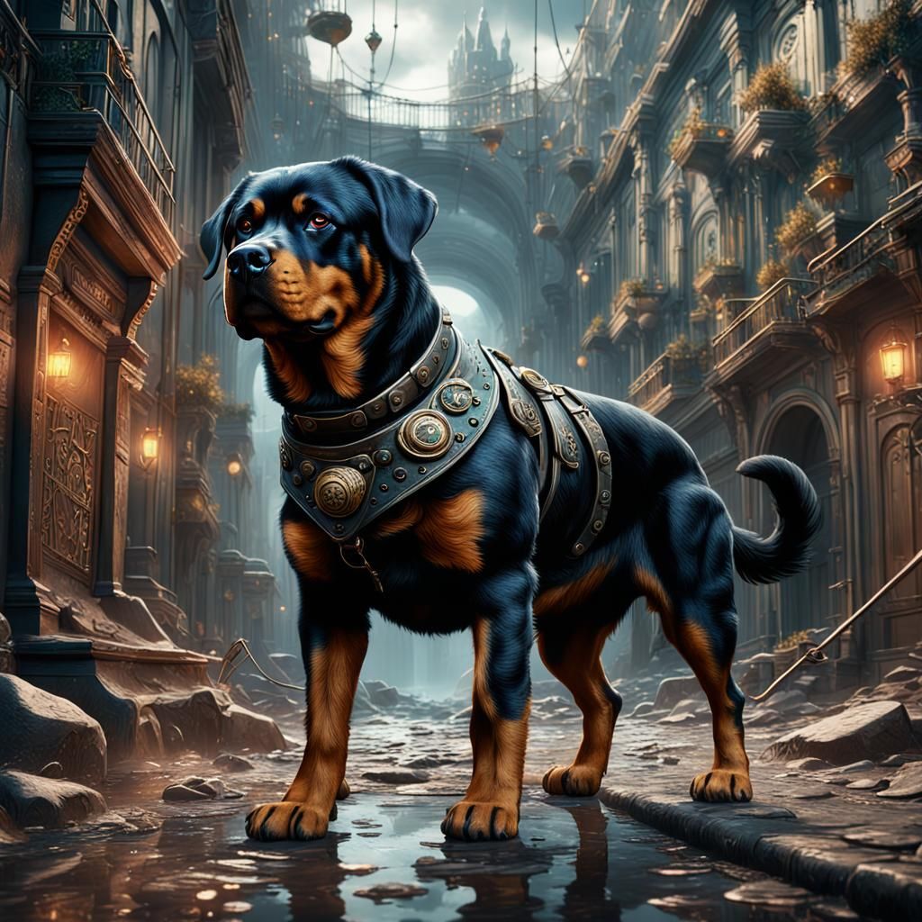 Rottweiler in the style of Arte Povera