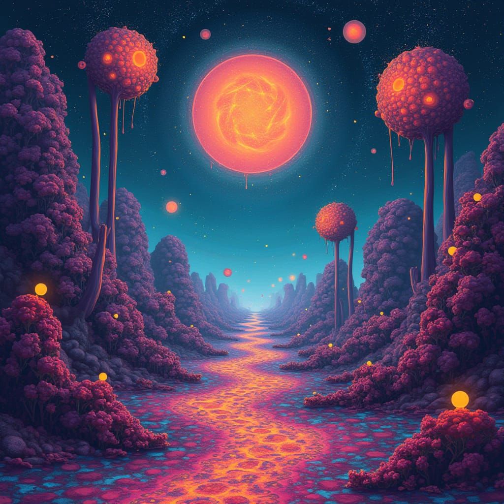 Surreal Quantum Realm in Psychedelic Art Style