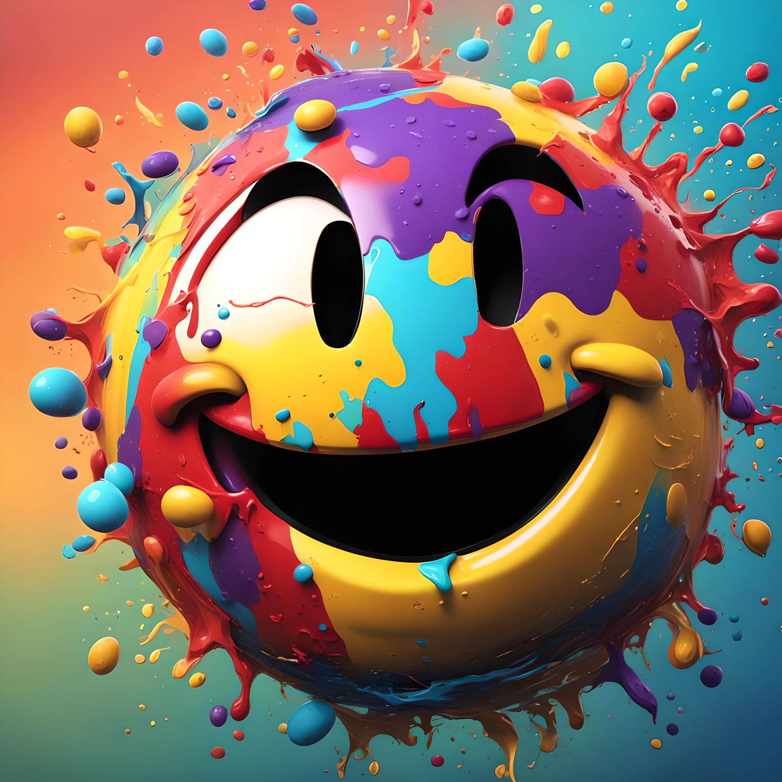Hyperrealistic Smiley Face in Splash Art Style