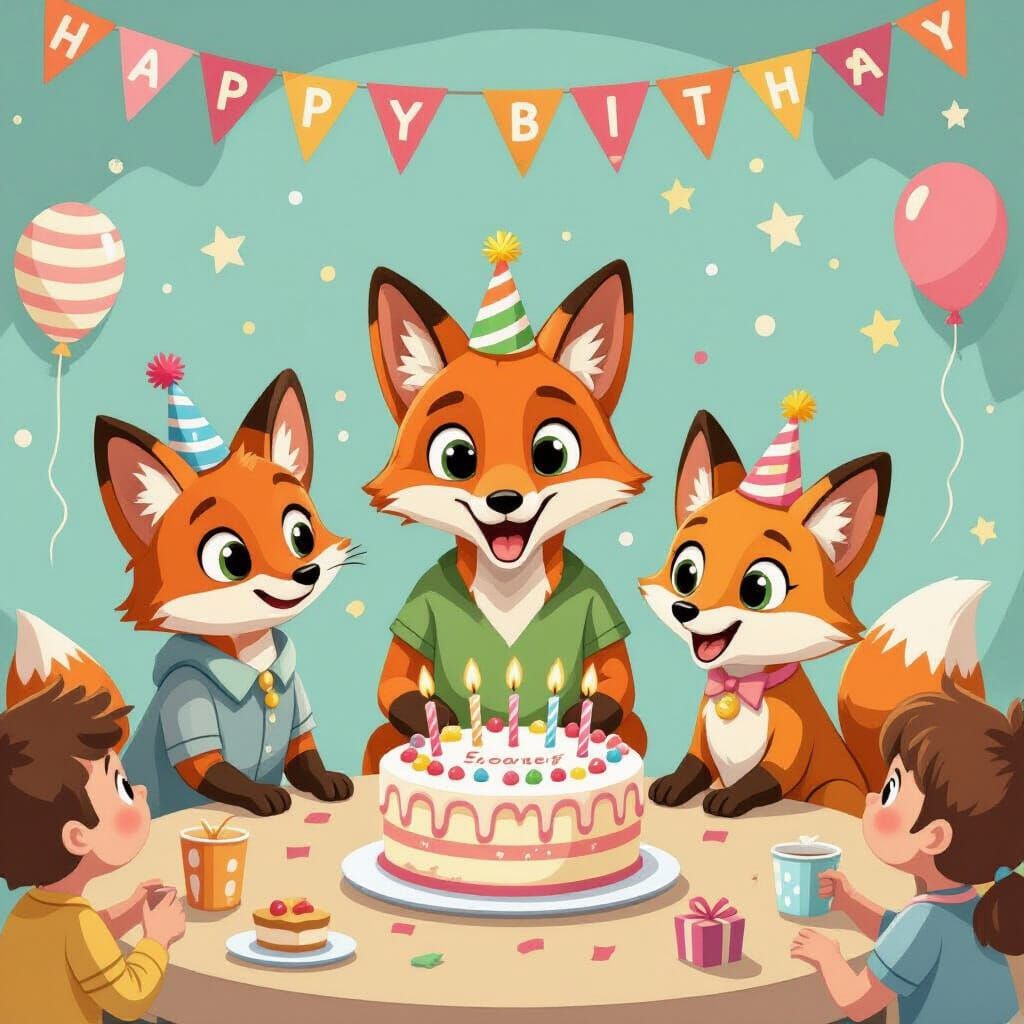 Whimsical Fox Birthday Party Celebration