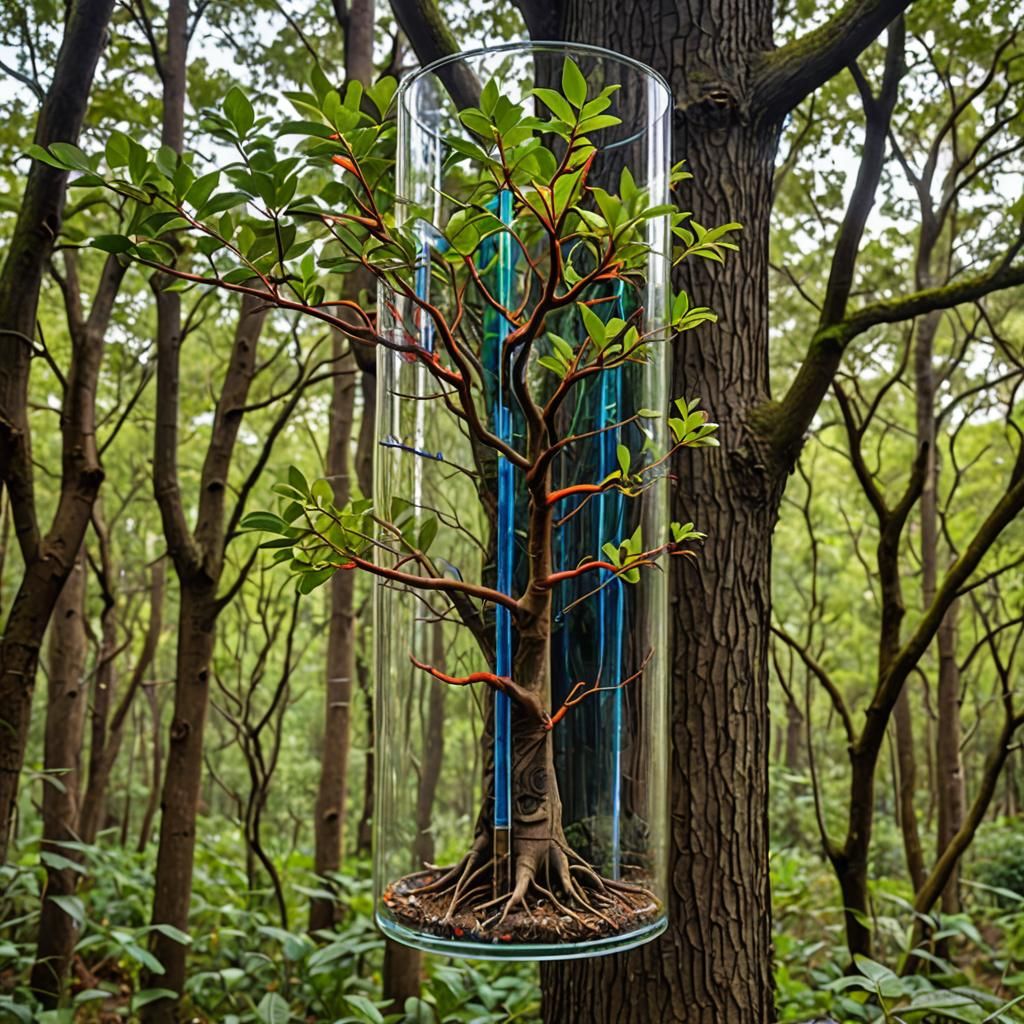 Glass Tube Enclosing a Living Tree