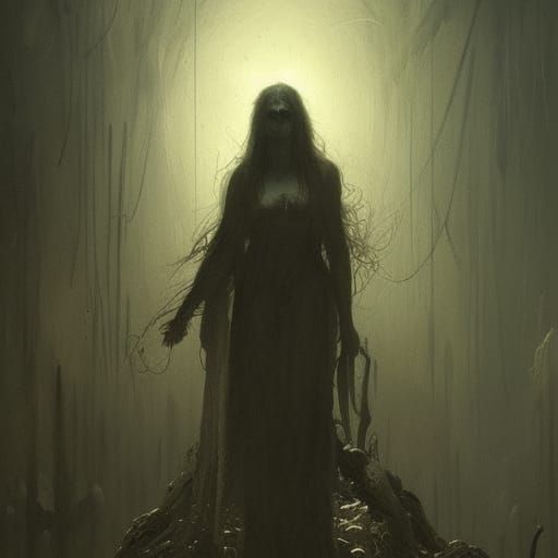 Gothic Horror Scene of a Woman's Fate