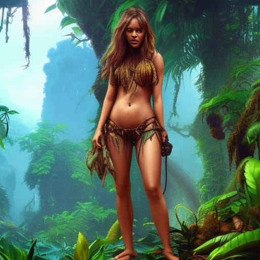 Jungle Girl: Detailed Matte Painting in 8k