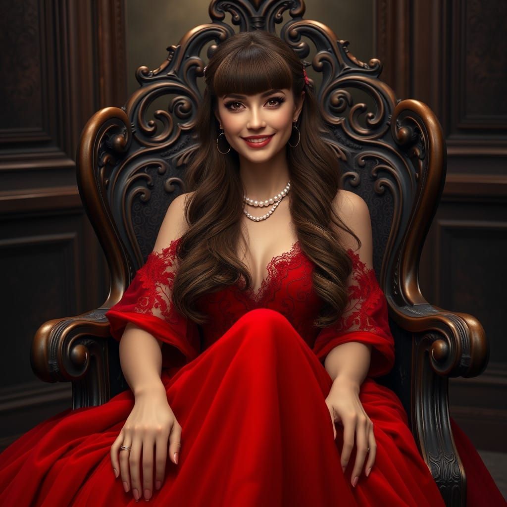 Elegant Fantasy Concept Art of a Romantic Red Gown