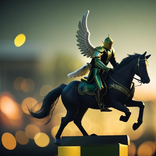Angel Knight in Golden Green: Professional Photography
