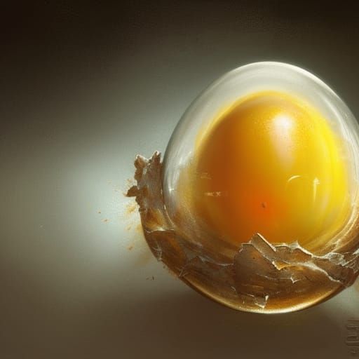 Translucent Egg with Yolk: Dark Fantasy Concept Art