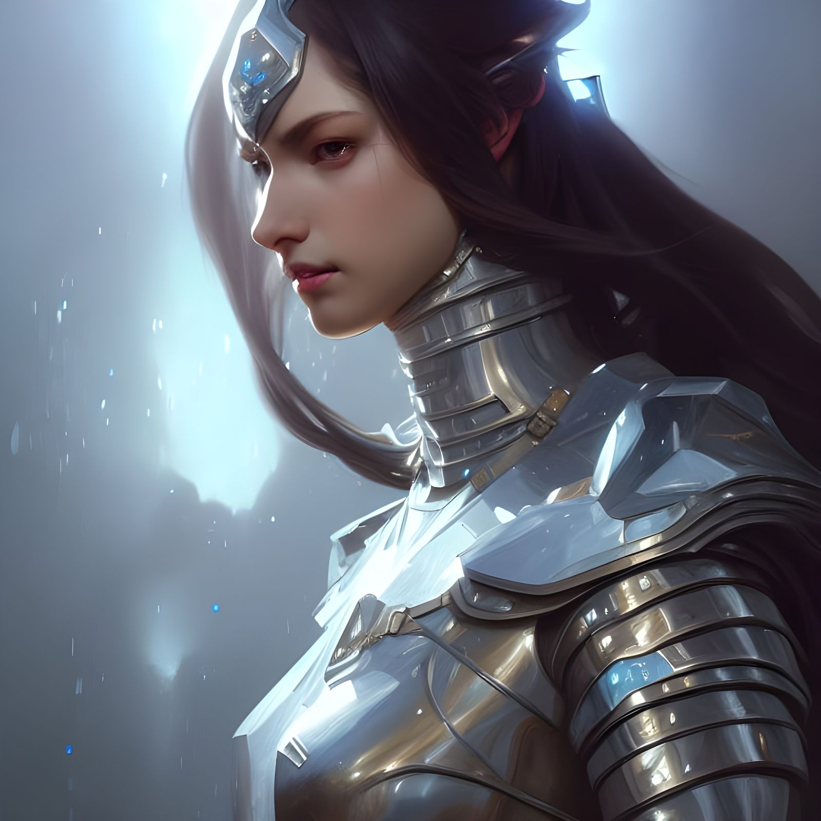 Crystalline Knight Portrait in Cave, Photorealistic Art