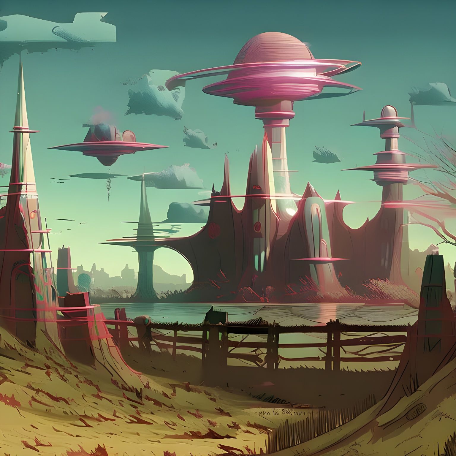 Psychedelic Extraterrestrial Sci-Fi Landscape: A Surreal Vis...