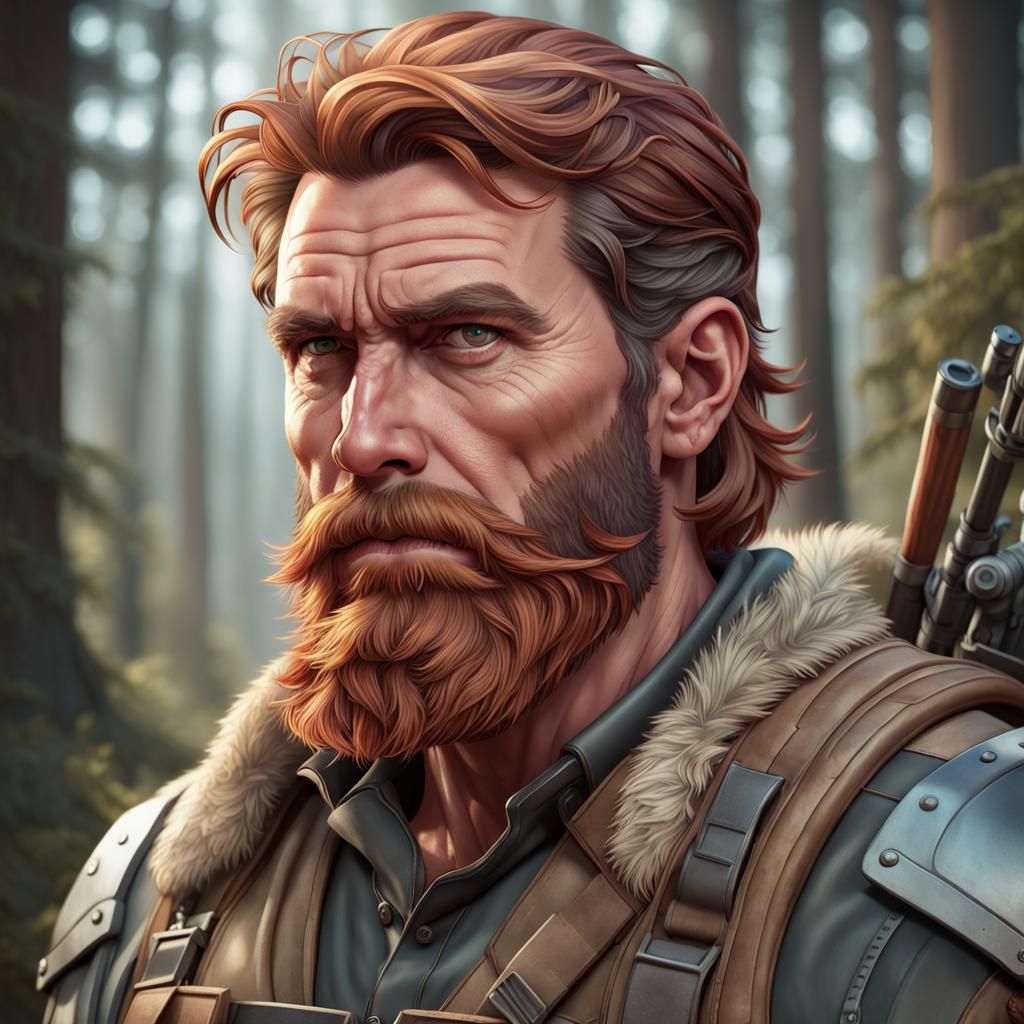 Detailed Portrait of a Hunter in Trending Art Style