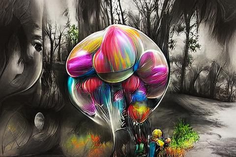 Psychedelic Balloons in Abstract Acrylic Style