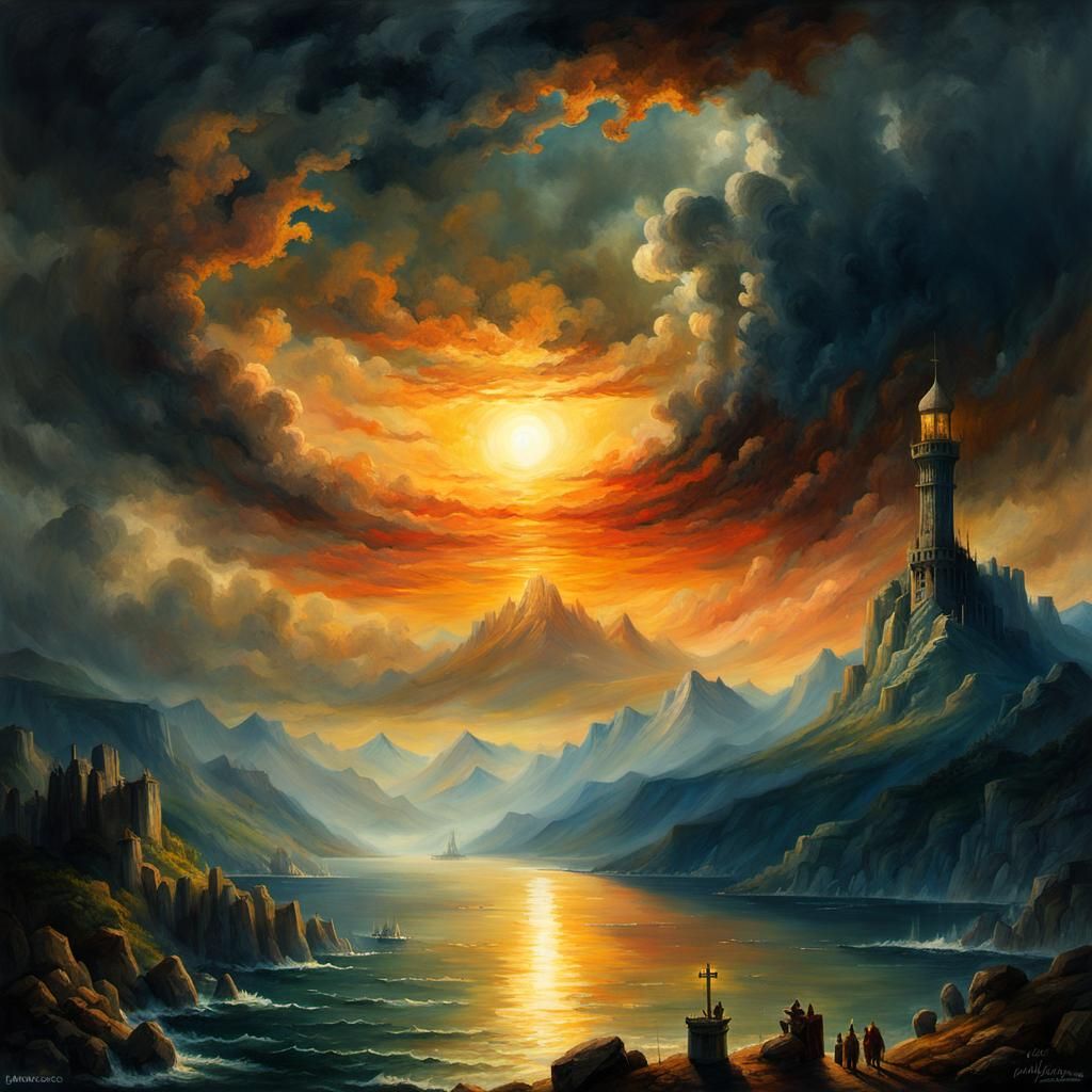 Towering Shadows: A Romantic Naturalism Illustration