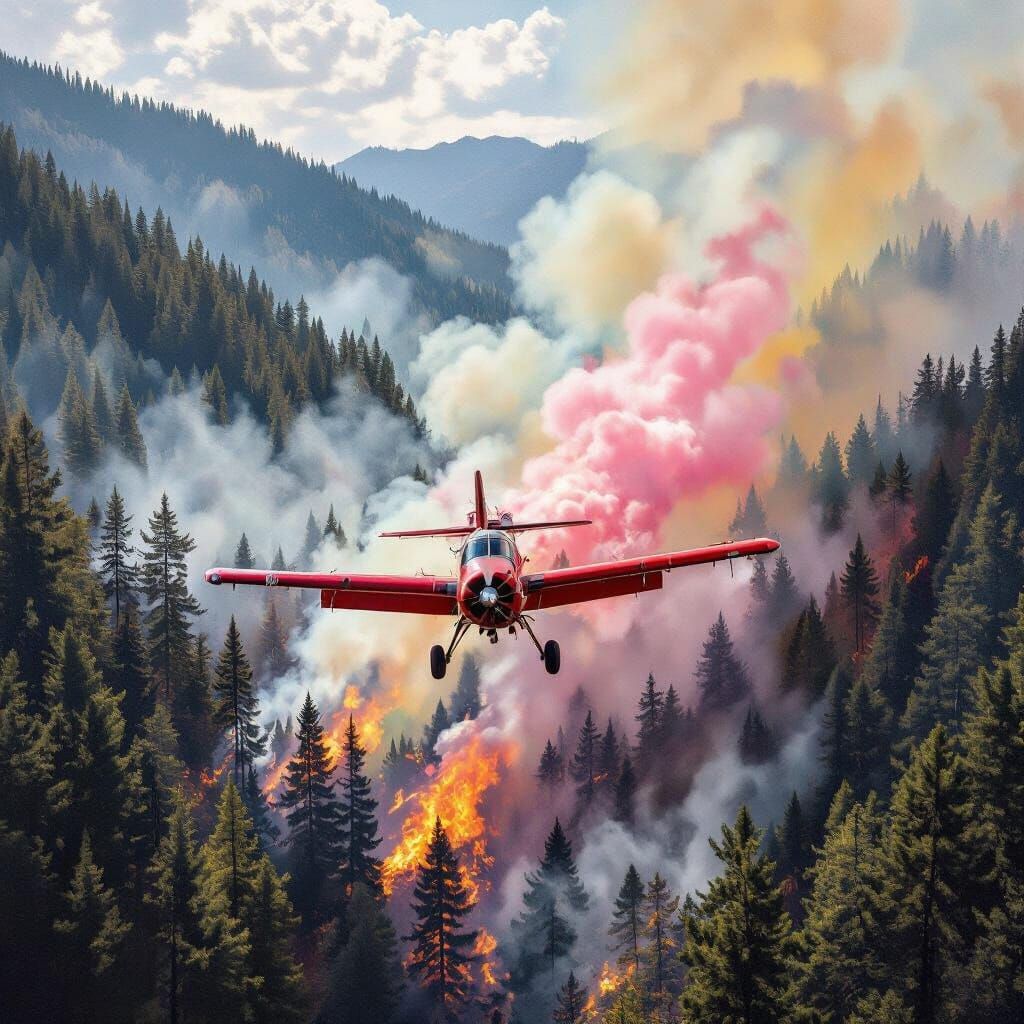 Air Tractor AT-802 Firebombing: Impasto Aviation Art