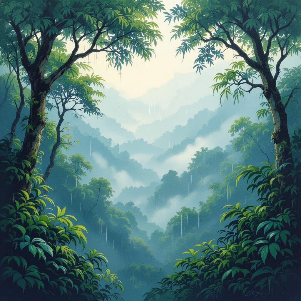 Rainforest Canopy in Atmospheric Lighting