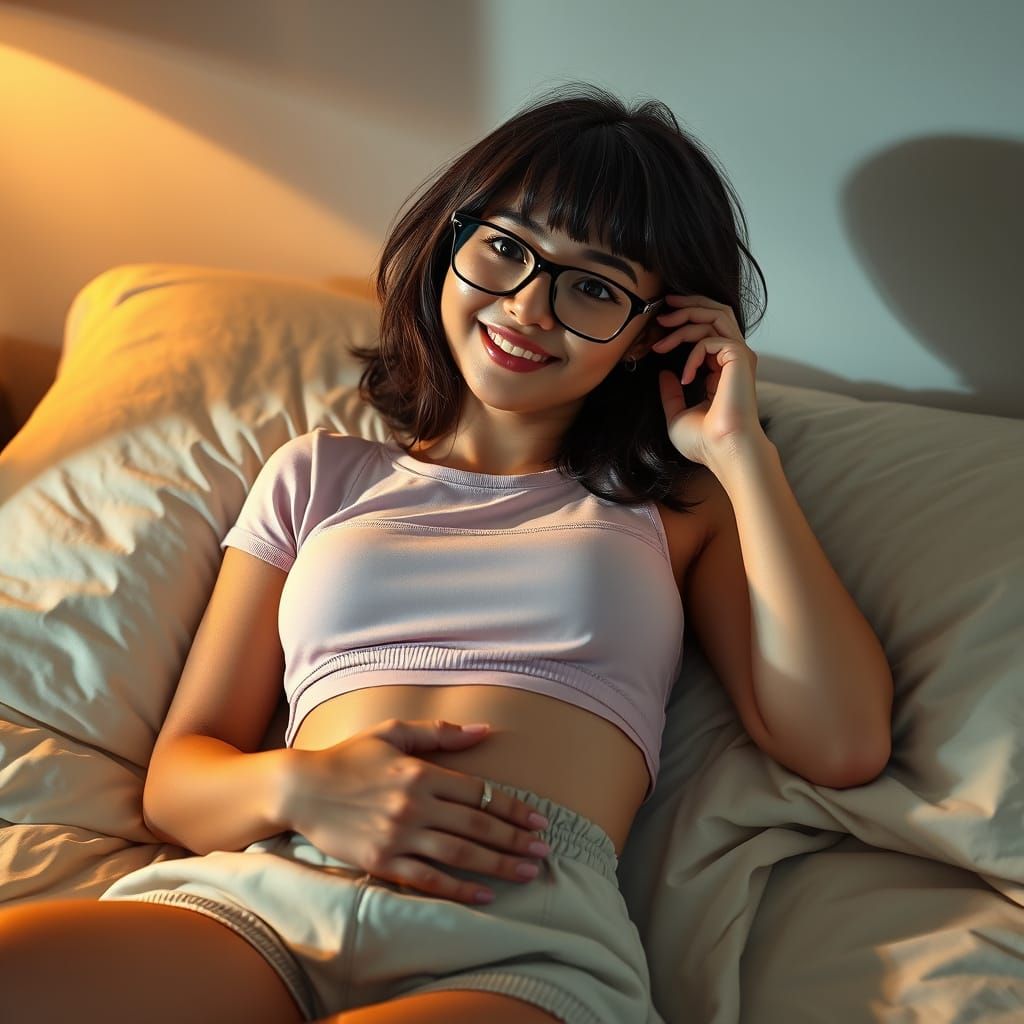 Cozy Portrait of Young Woman in Semi-Realistic Style