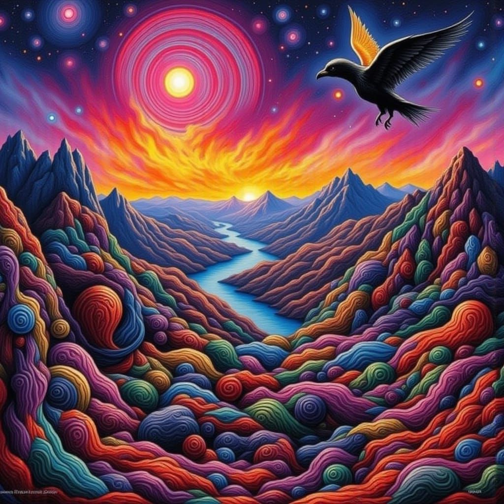 Abstract Geometric Landscape with Vibrant Colors