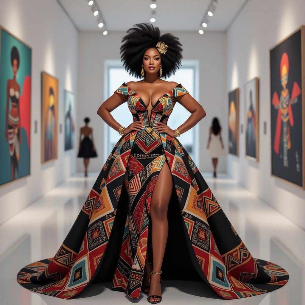 Vogue Cover: Plus-Size Black Woman in Digital Painting