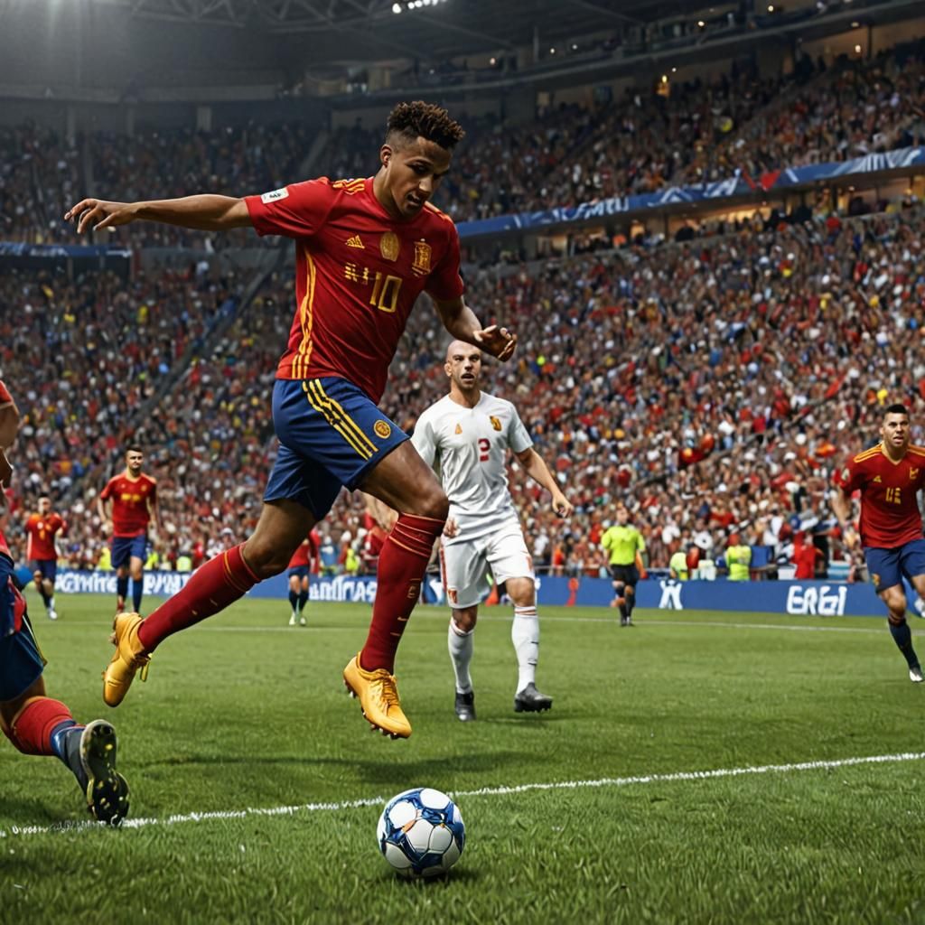 Nico Williams scoring the first goal for Spain at the 47th m...