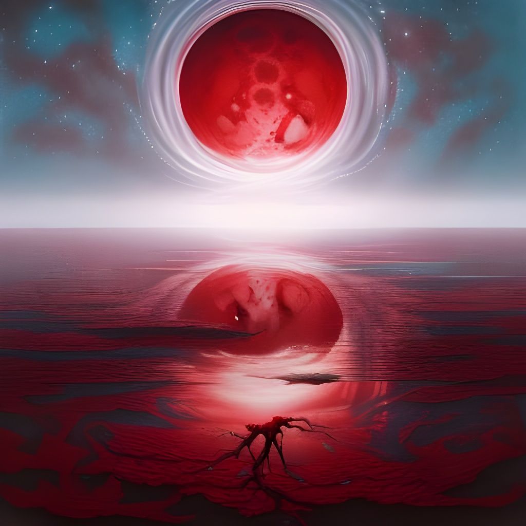 Rise of the Blood Moon Over the Red Sea