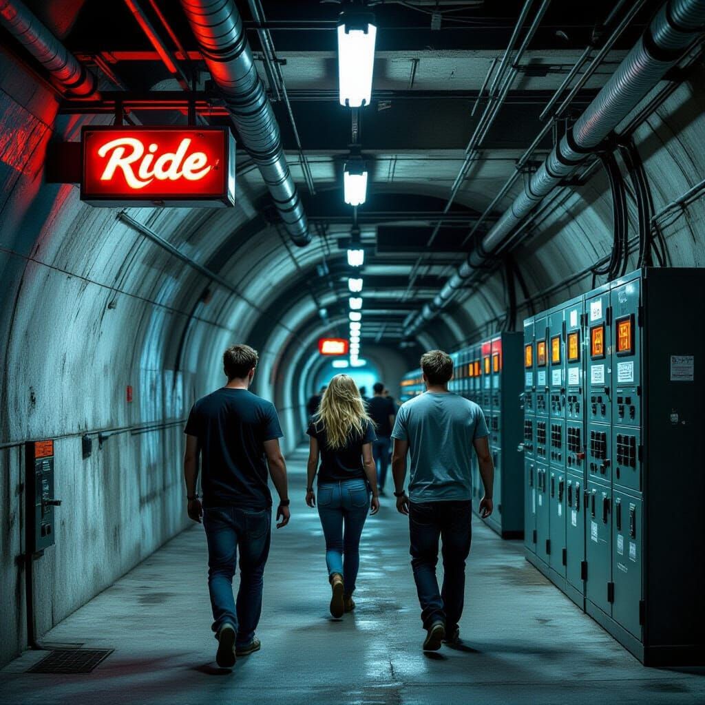 Gritty Electrical Substation Tunnel in Industrial Style