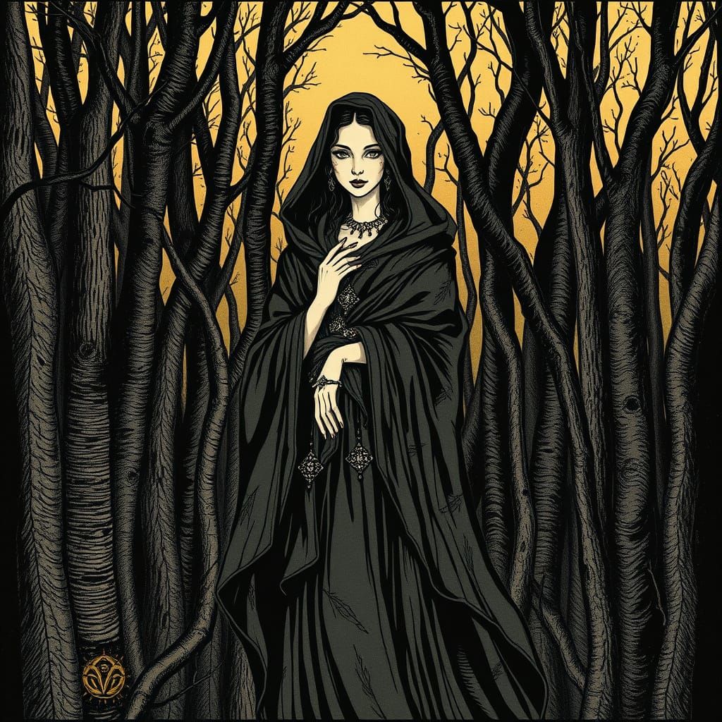 Ethereal Woman in Mystical European Forest