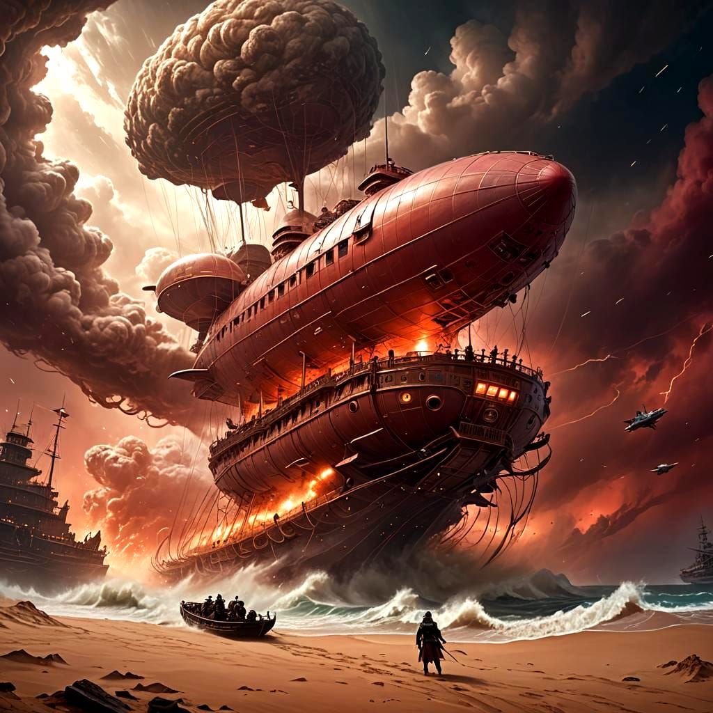Red Ocean Cyclone Under Future Sun: Matte Painting