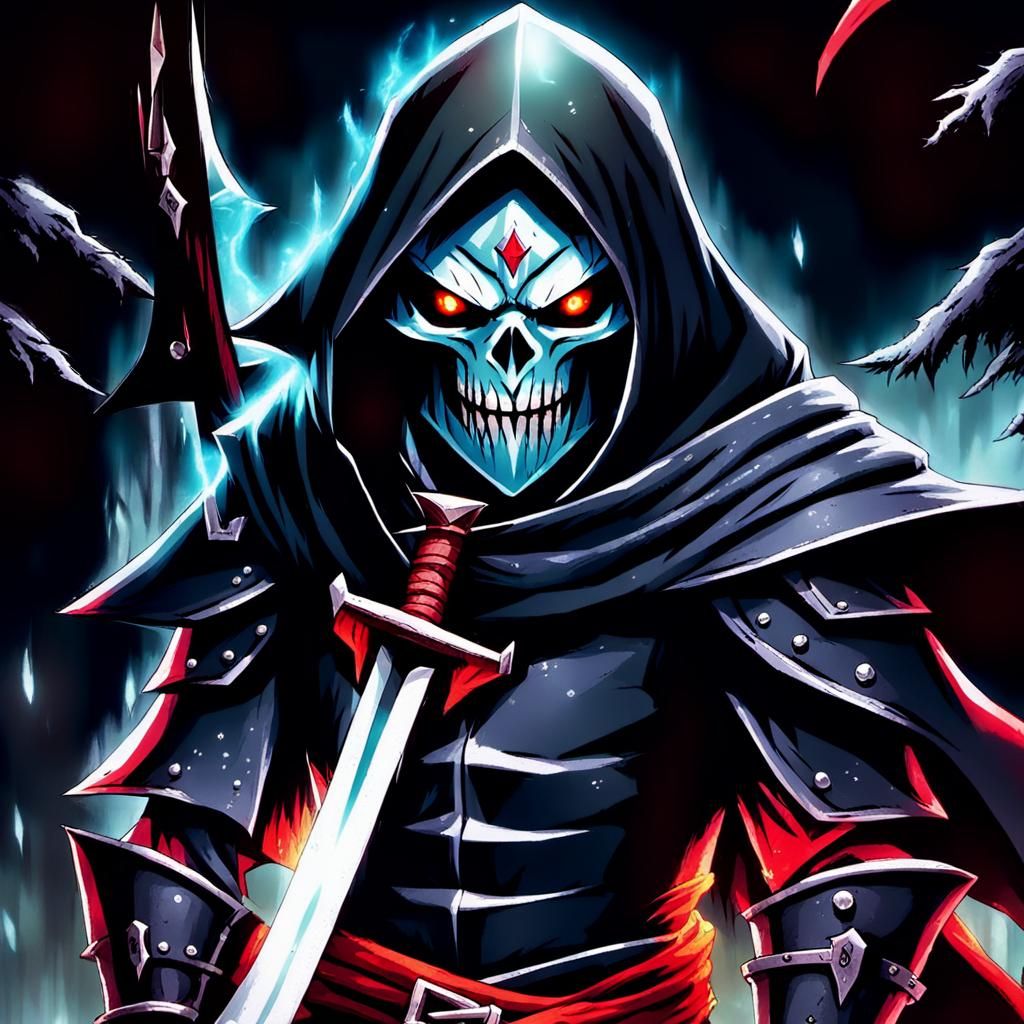 Fiendish Sword Master in Misty, Moonlit Forest