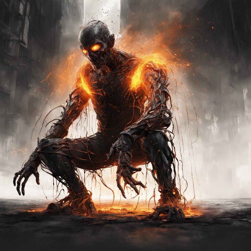 Molten Steel Figure Shifting with Sparks