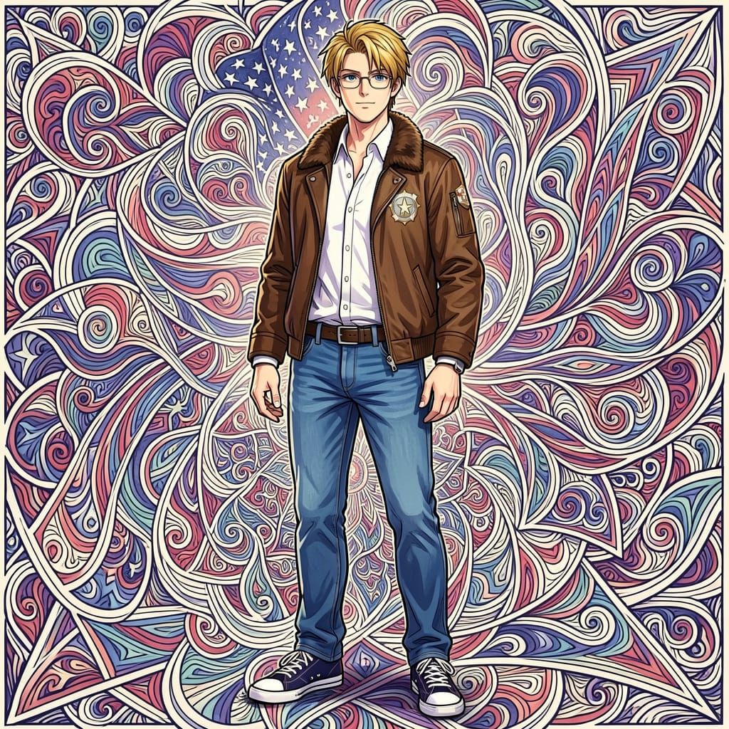 Abstract Vector Fractal of America with Glasses and Jacket