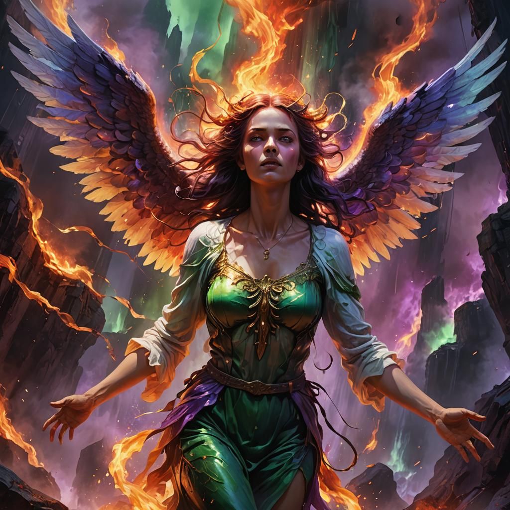 Fallen Angel Descending into Hell, in Art Nouveau Style