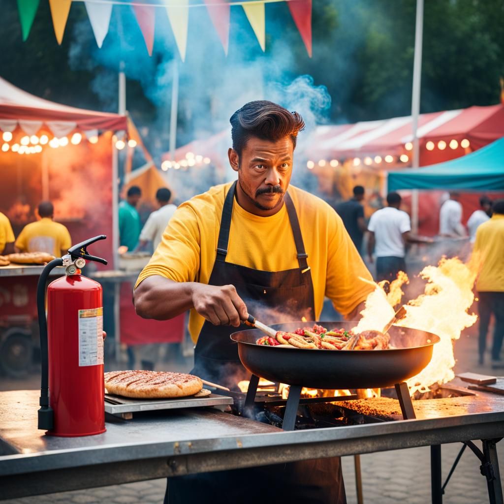 Festival Vendor With Fire Extinguisher, Professional Photogr...