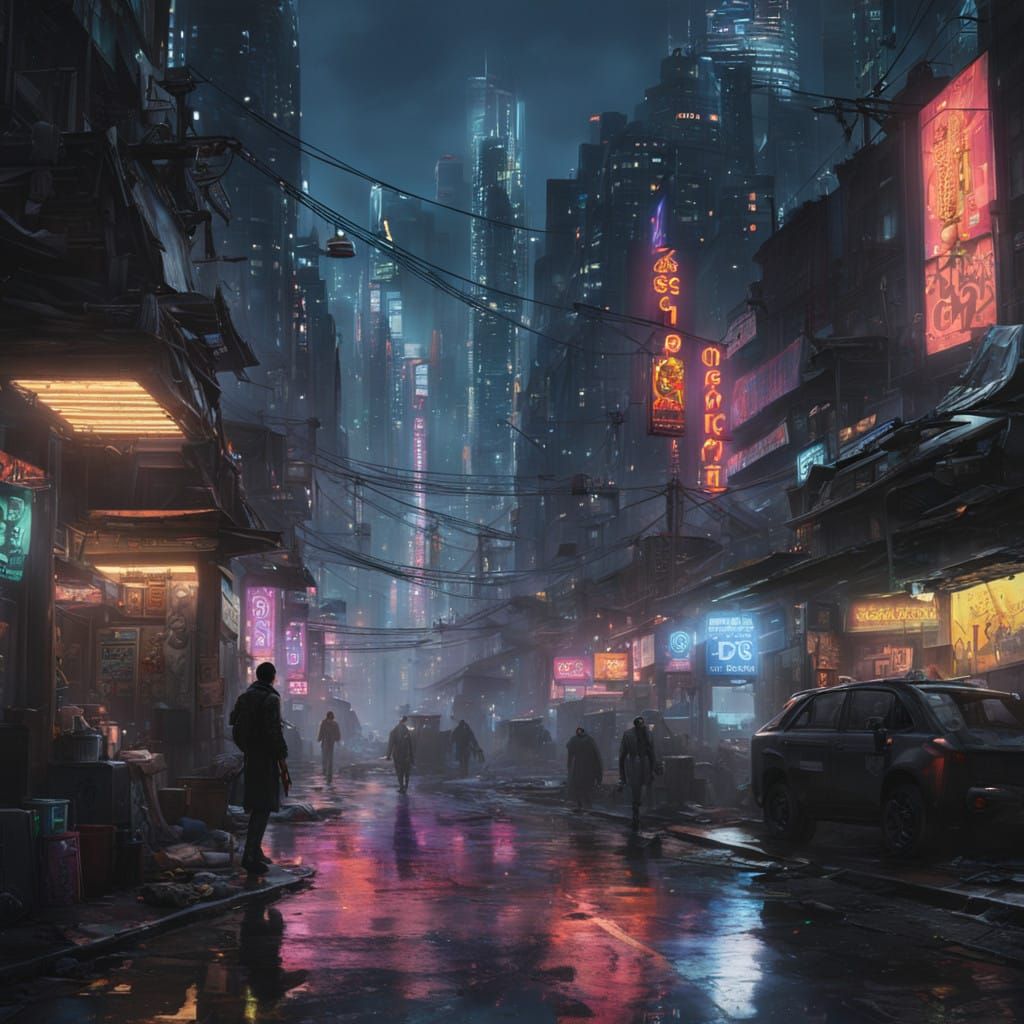 Cyberpunk Skyscrapers at Dusk