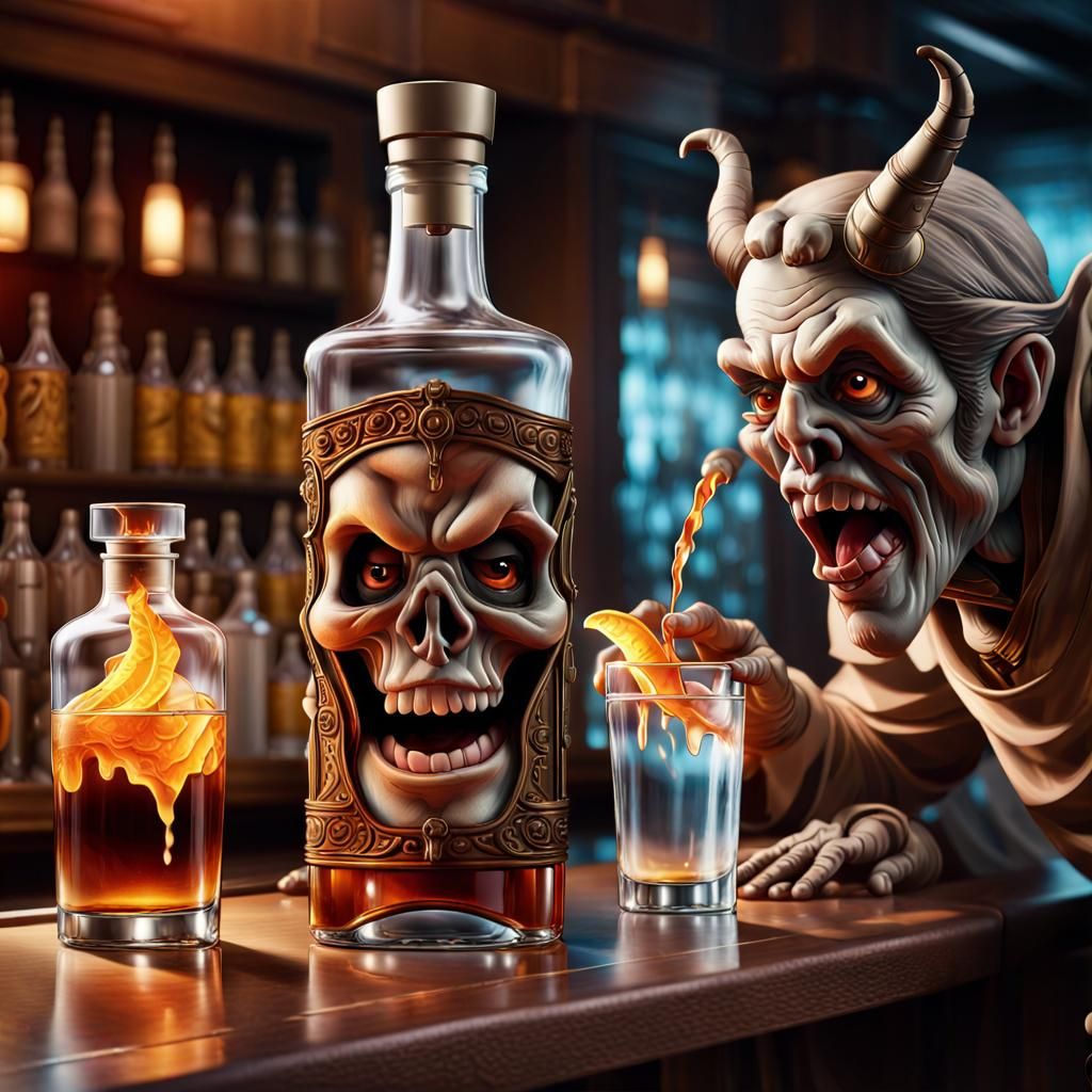 Devil Bartender Pours Spirit Ghost: Splash Art