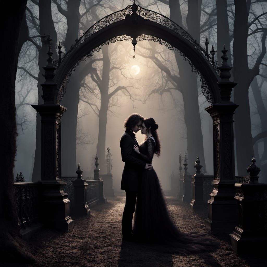 Ethereal Gothic Romance in Dark Academia Style