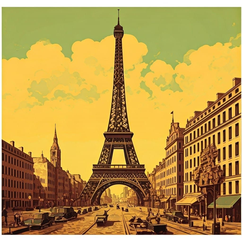 Vintage Paris Travel Poster, 1920s Style