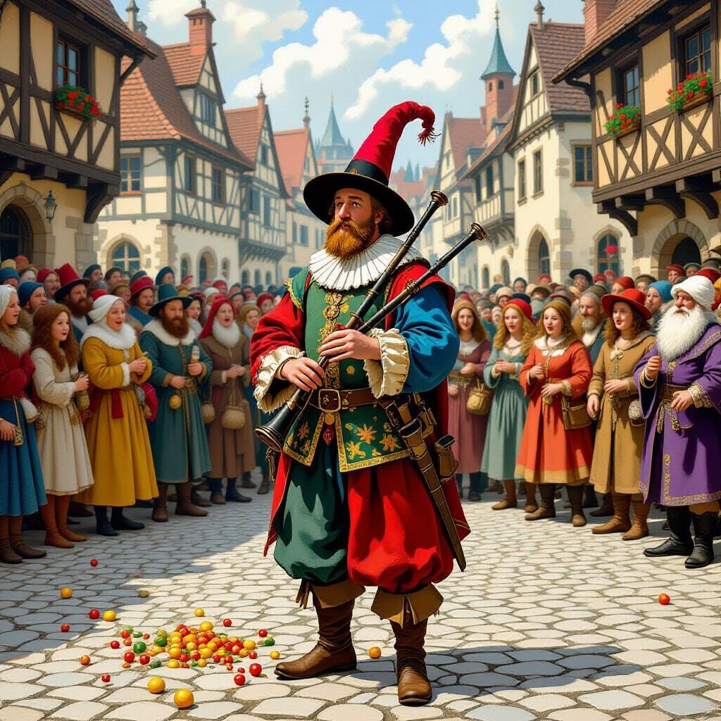 Piper Ousted: A Medieval Scene in Bruegel Style