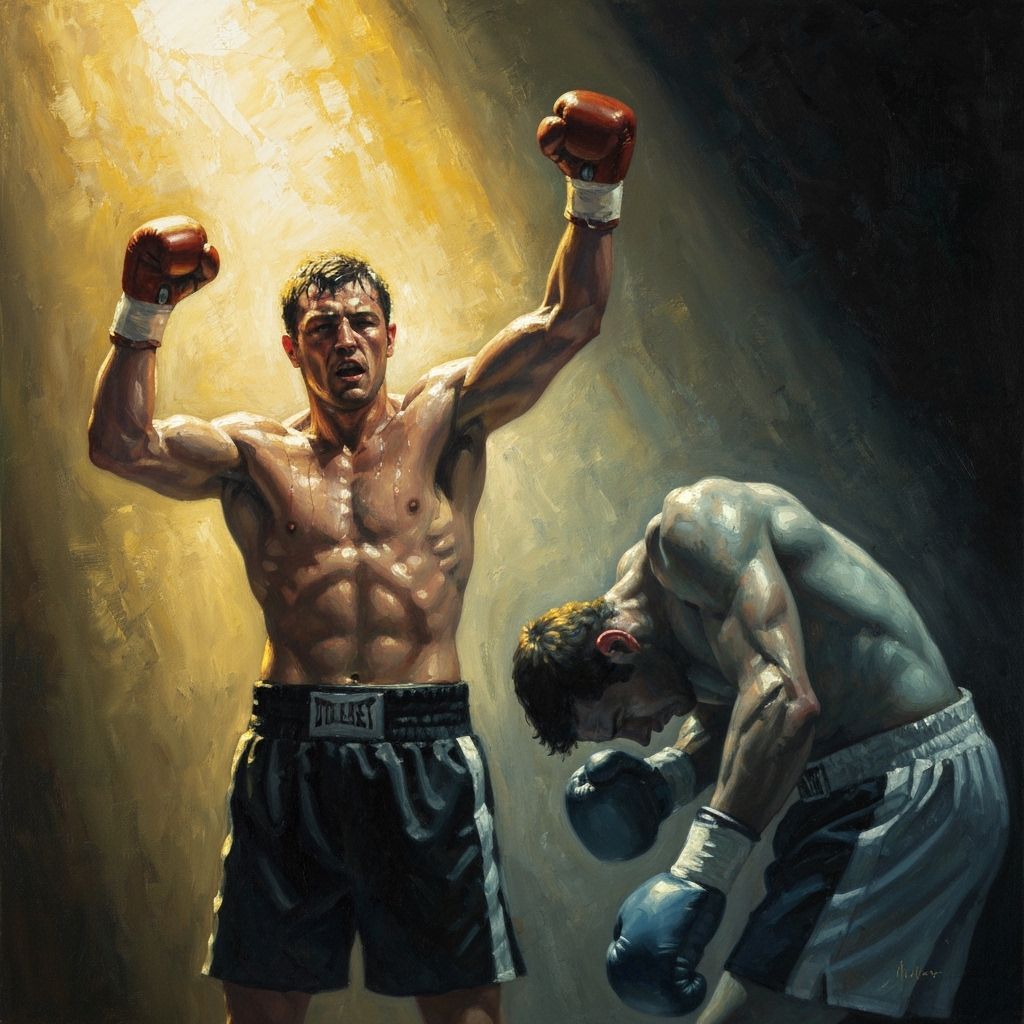 Triumphant Boxer Victory Oil Painting