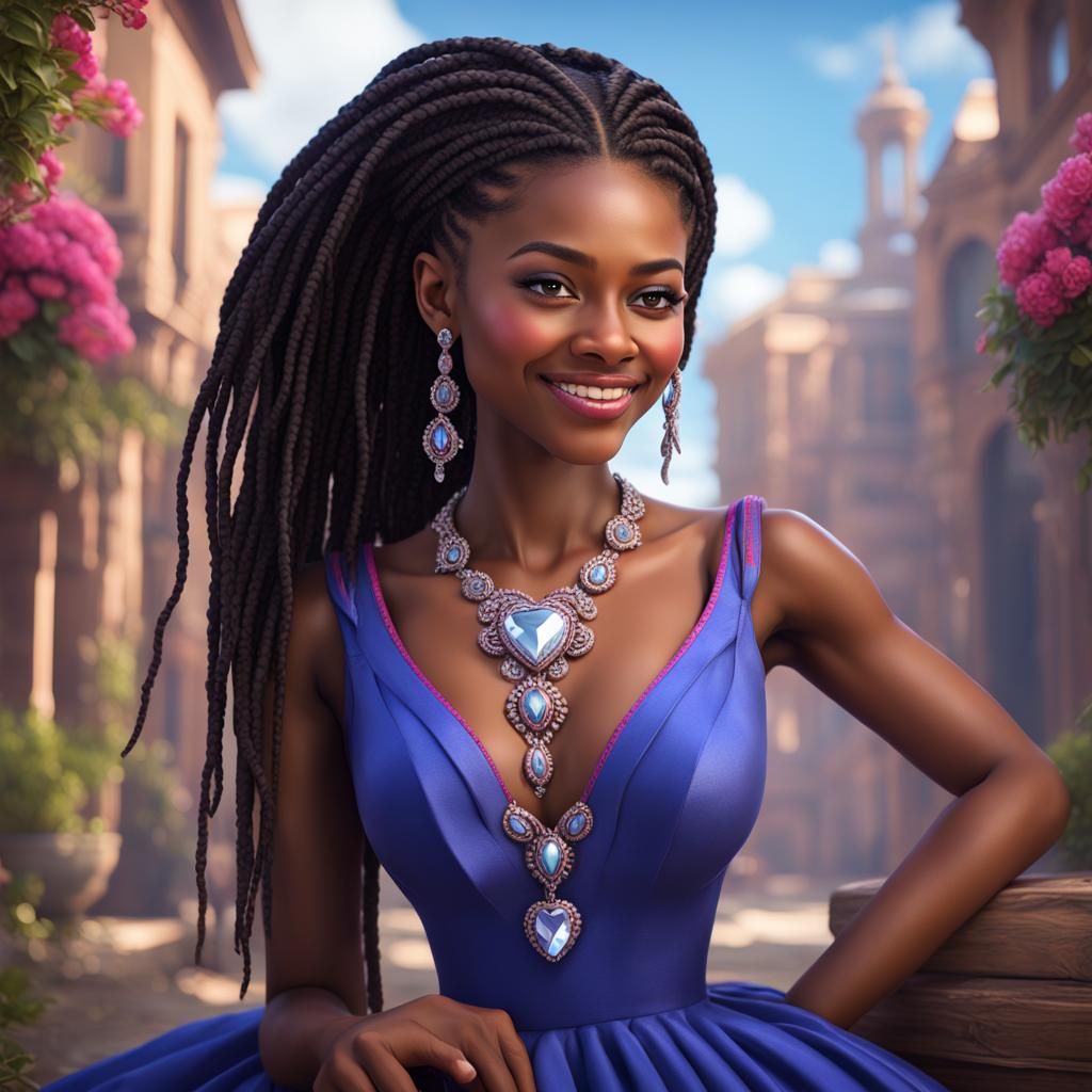 Charming Girl with Braids and Diamond Jewelry